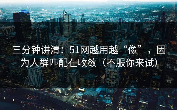 三分钟讲清：51网越用越“像”，因为人群匹配在收敛（不服你来试）